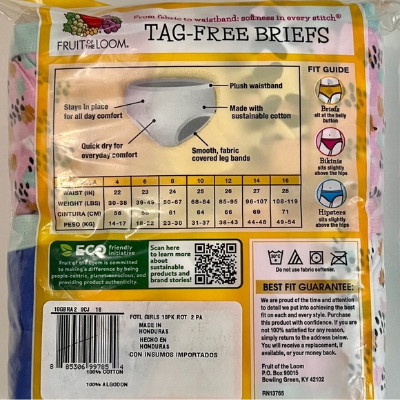 NEW Fruit of the Loom Girls’ Eversoft Underwear Briefs Pack of 10 MUST B… - Picture 3 of 4